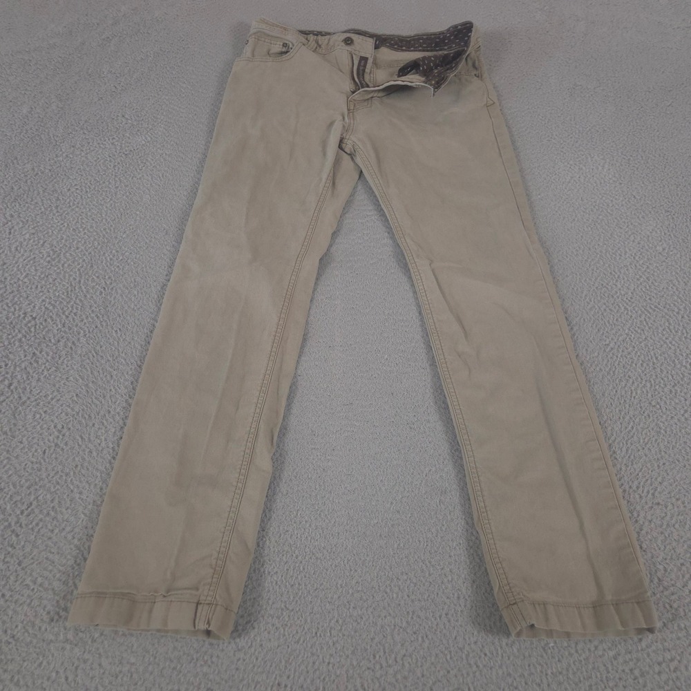 Prana Jeans Mens 33x32‎ Tan Slim Leg Tucson Pants Organic Cotton Stretch Utility